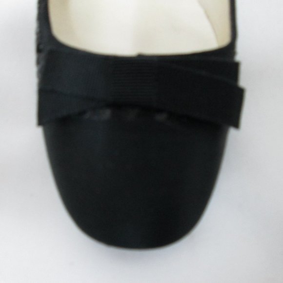 PRADA Vintage black Sequin Satin Leather flats with bow Italy slides Size 37 7 - Picture 5 of 14